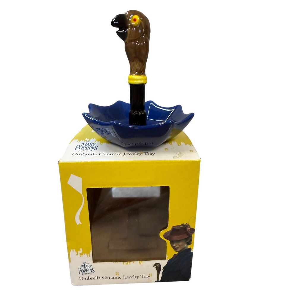 Disney‎ Mary Poppins Returns Umbrella Ceramic Jewelry Tray Parrot Head Handle